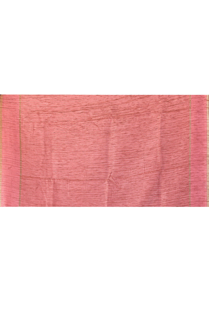 Charming Light Pink With Meenakari Floral Border Chanderi Saree