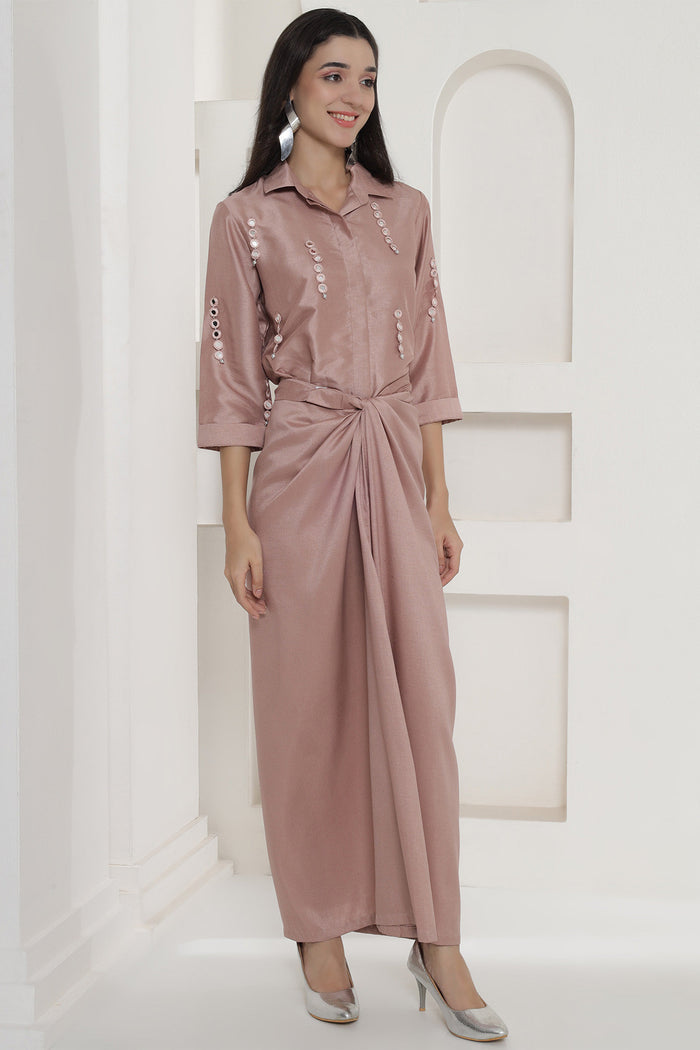 Cherry Blossom Dola Silk Tie Knot Skirt Set