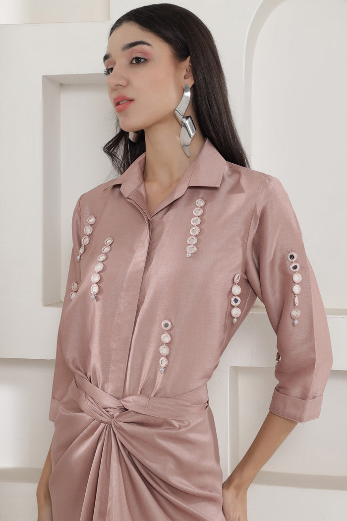 Cherry Blossom Dola Silk Tie Knot Skirt Set