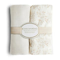 Cherubin Chic - Organic Muslin Baby Blanket 2-Pack - Beige & Floral Taupe-Quilts + Snuggle Blankets-Posh Baby