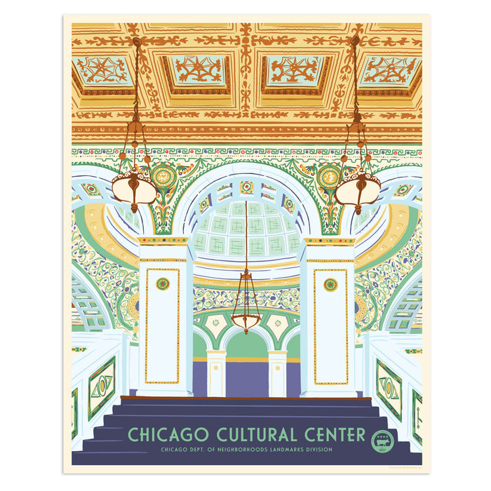 Chicago Cultural Center 16" x 20" WPA-Style Tourism Poster