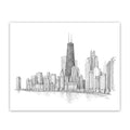 Chicago Skyline & Lakefront Pen & Ink Illustrated 8" x 10" Print