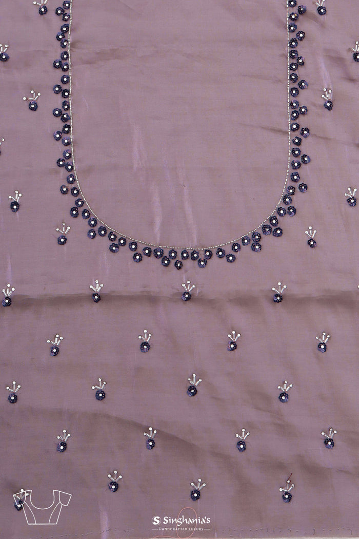 <img> Chinese Violet Silk Handcrafted Saree