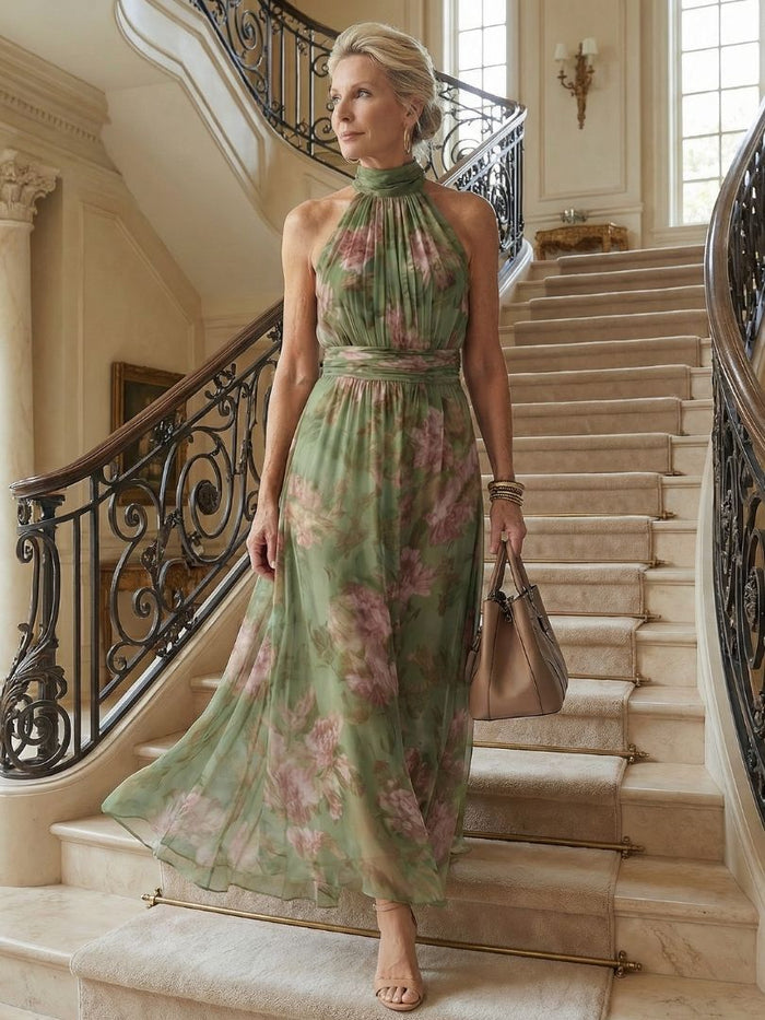 Chloe Gathered Halter Maxi Dress