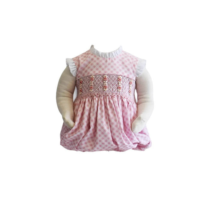 Chloe Pink Gingham Handsmocked Bubble