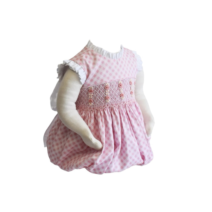 Chloe Pink Gingham Handsmocked Bubble
