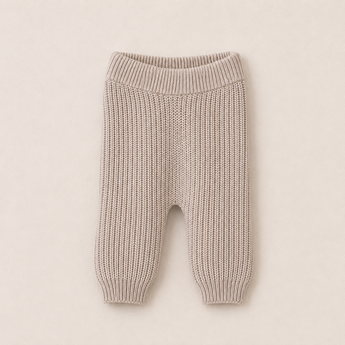 chunky knit pants beige - baby