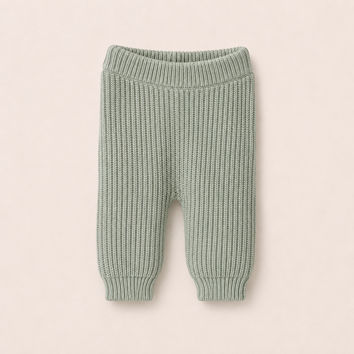 chunky knit pants mint - baby