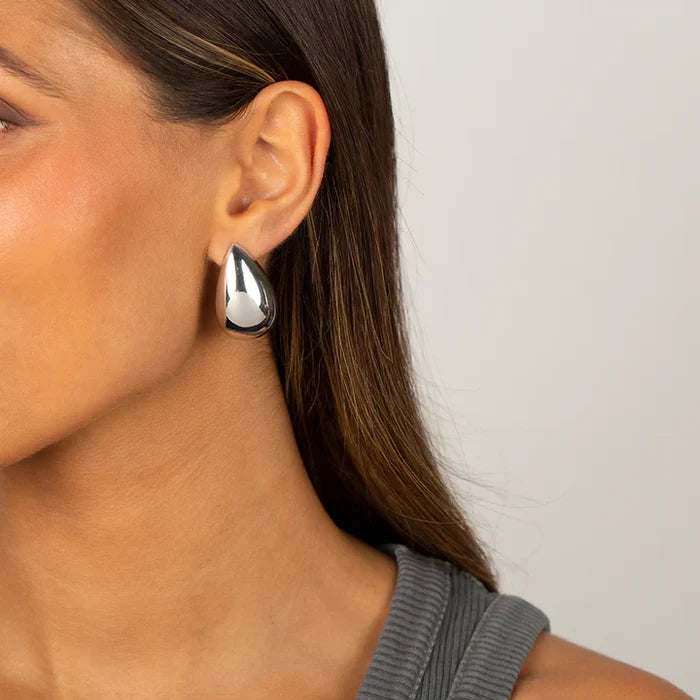 Chunky Teardrop Earrings in Silver - Madison's Niche