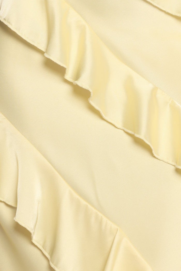 Petal and Pup USA DRESSES Ciao Ruffles Maxi Satin Dress - Pale Yellow