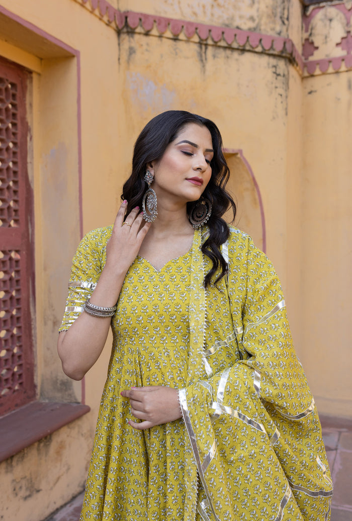 Citrine Mirror-Trail Anarkali Set