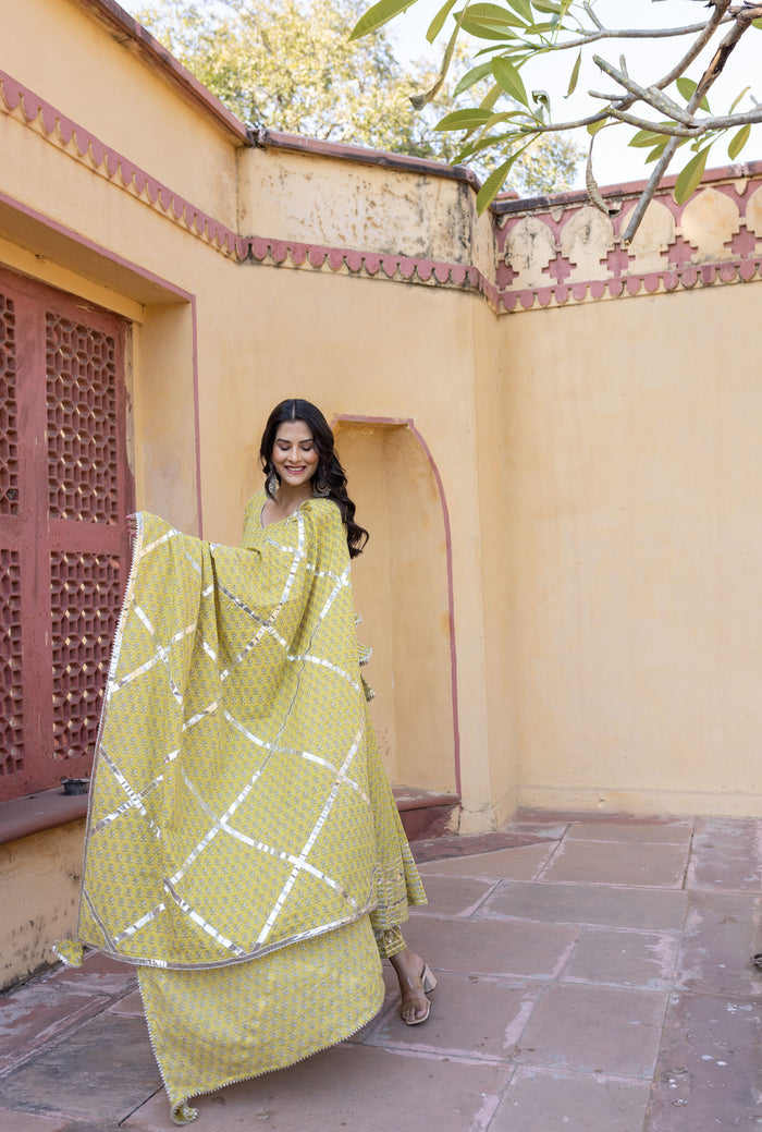 Citrine Mirror-Trail Anarkali Set