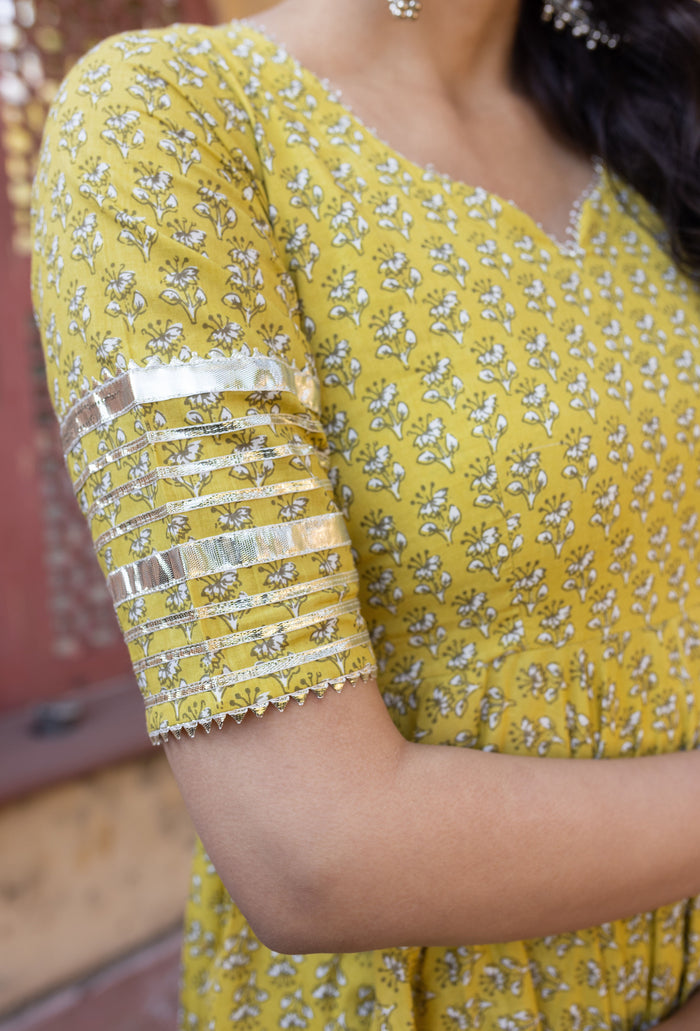 Citrine Mirror-Trail Anarkali Set