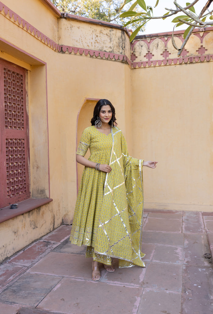 Citrine Mirror-Trail Anarkali Set