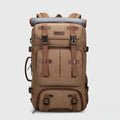 WITZMAN A8013 brown canvas travel backpack for men with 45L carry-on capacity and multiple compartments