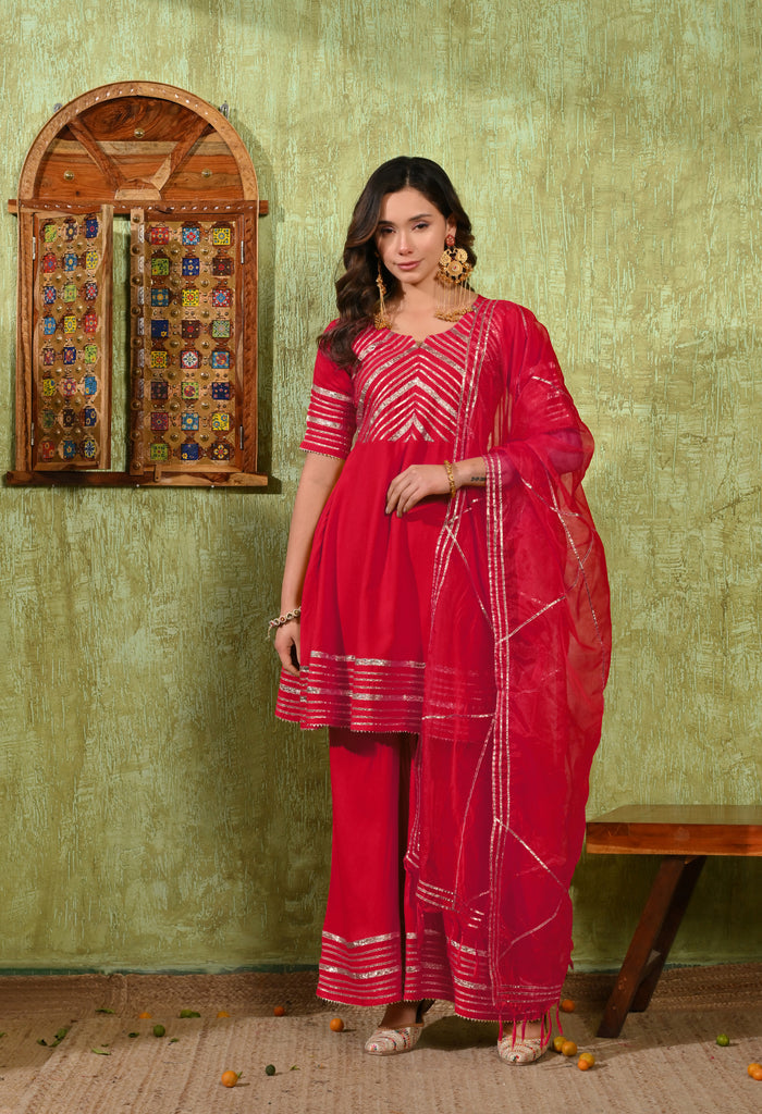 Classic Pink Rayon Embroidered Kurta Set