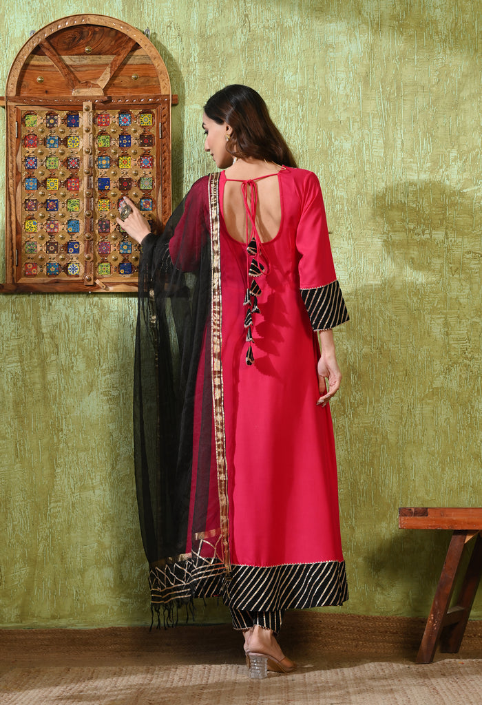 Classic Pink Rayon Solid Anarkali Set