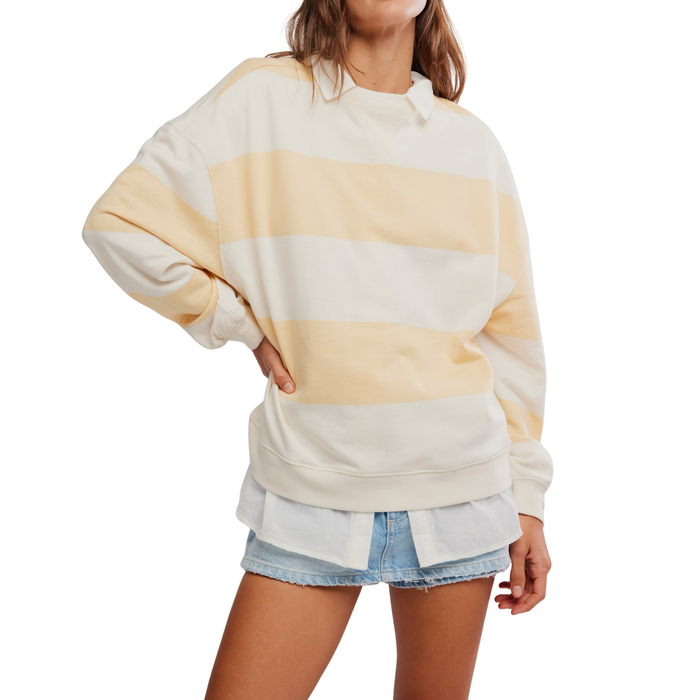 Classic Striped Crewneck in Apricot - Madison's Niche