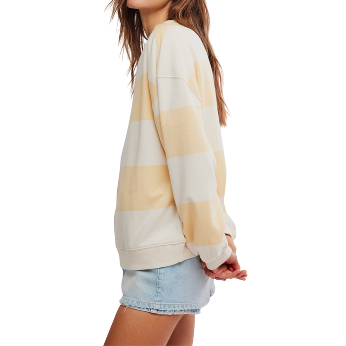 Classic Striped Crewneck in Apricot - Madison's Niche