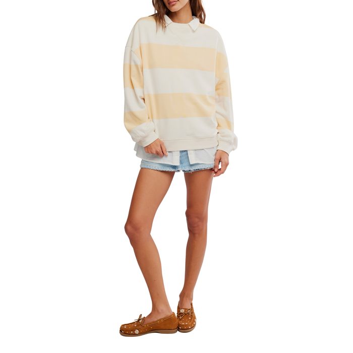 Classic Striped Crewneck in Apricot - Madison's Niche