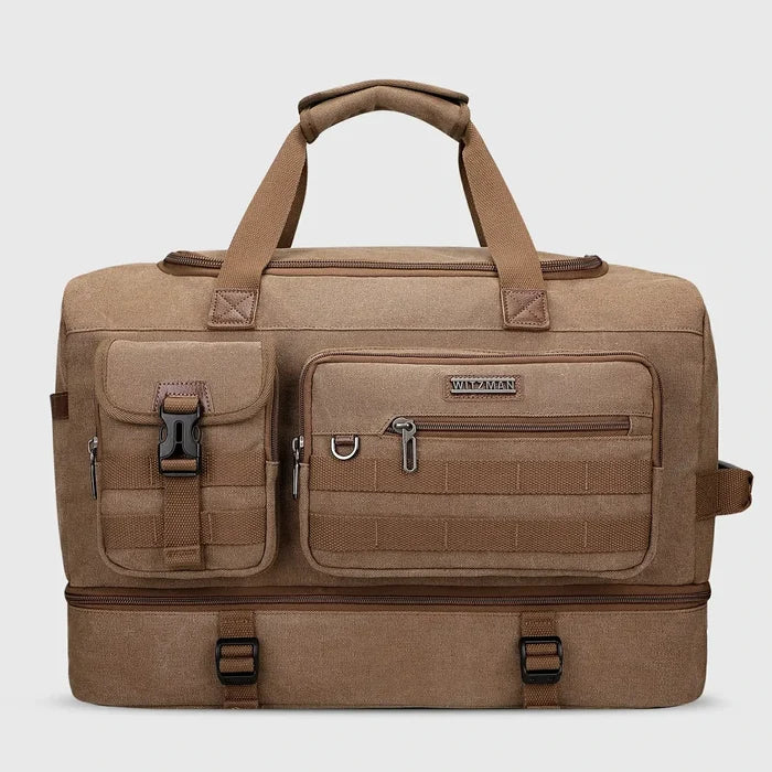Classic Vintage Canvas Duffel Bag with Toiletry Set, three-quarter exterior angle