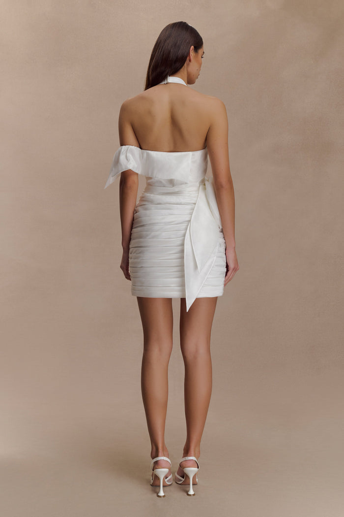 Claudine Taffeta Floral Mini Dress - White