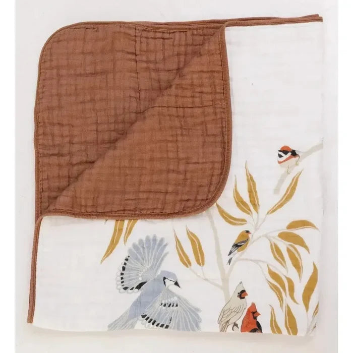 Clementine Kids - Cotton Muslin Quilt - Birds-Quilts + Snuggle Blankets-Posh Baby
