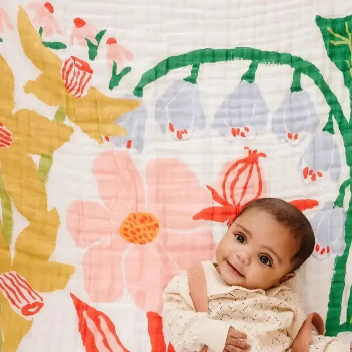Clementine Kids - Cotton Muslin Quilt - Garden-Quilts + Snuggle Blankets-Posh Baby
