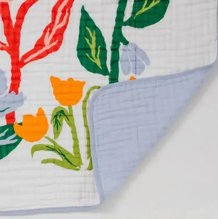 Clementine Kids - Cotton Muslin Quilt - Garden-Quilts + Snuggle Blankets-Posh Baby