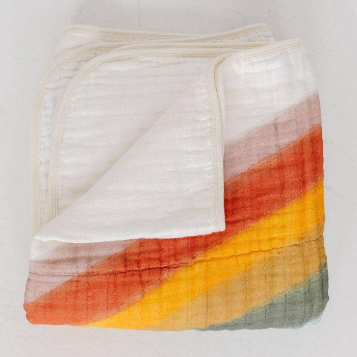 Clementine Kids - Cotton Muslin Quilt - Rainbow Connections-Quilts + Snuggle Blankets-Posh Baby