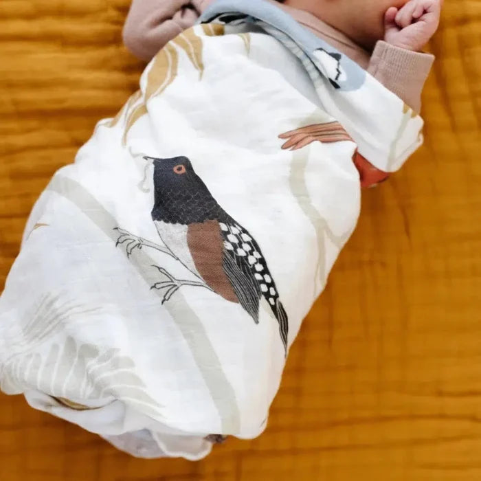 Clementine Kids - Cotton Muslin Swaddle - Birds-Swaddle Blankets-Posh Baby