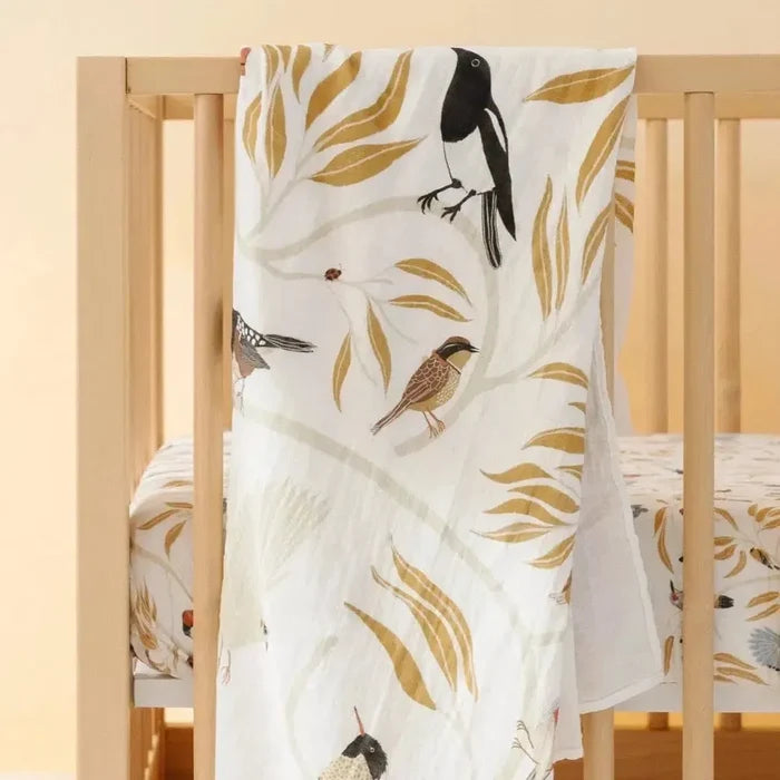 Clementine Kids - Cotton Muslin Swaddle - Birds-Swaddle Blankets-Posh Baby
