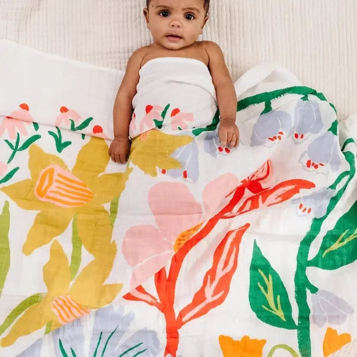 Clementine Kids - Cotton Muslin Swaddle - Garden-Swaddle Blankets-Posh Baby