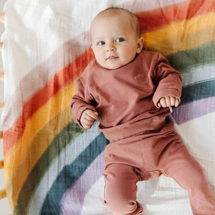 Clementine Kids - Cotton Muslin Swaddle - Rainbow Connection-Swaddle Blankets-Posh Baby