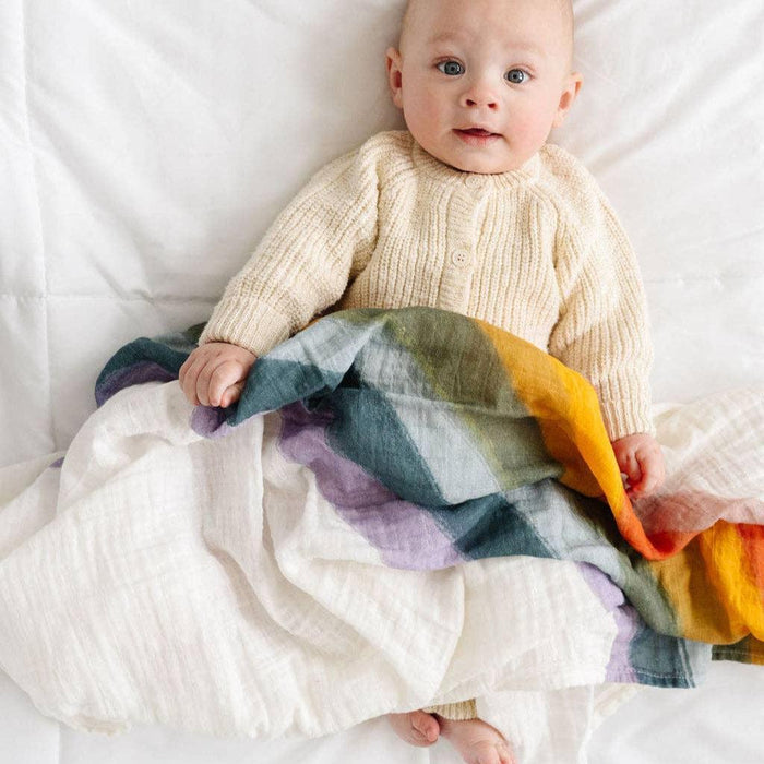 Clementine Kids - Cotton Muslin Swaddle - Rainbow Connection-Swaddle Blankets-Posh Baby