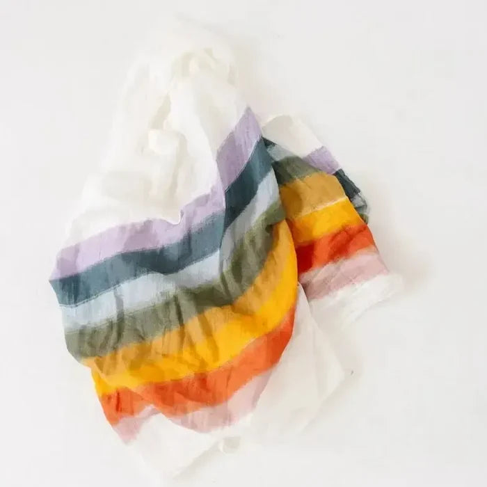Clementine Kids - Cotton Muslin Swaddle - Rainbow Connection-Swaddle Blankets-Posh Baby