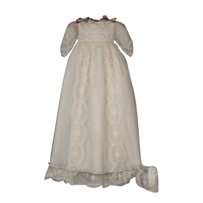Clotilde Ivory and Dusty Pink Lace Gown