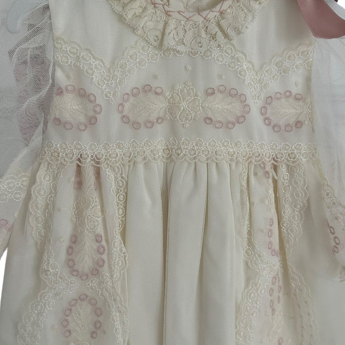 Clotilde Ivory and Dusty Pink Lace Gown
