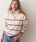 Cloud 9 Fleece Half Zip - Oatmeal & Cabernet Stripe