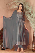 Cloudy Gray Rayon Gota Work Anarkali Set