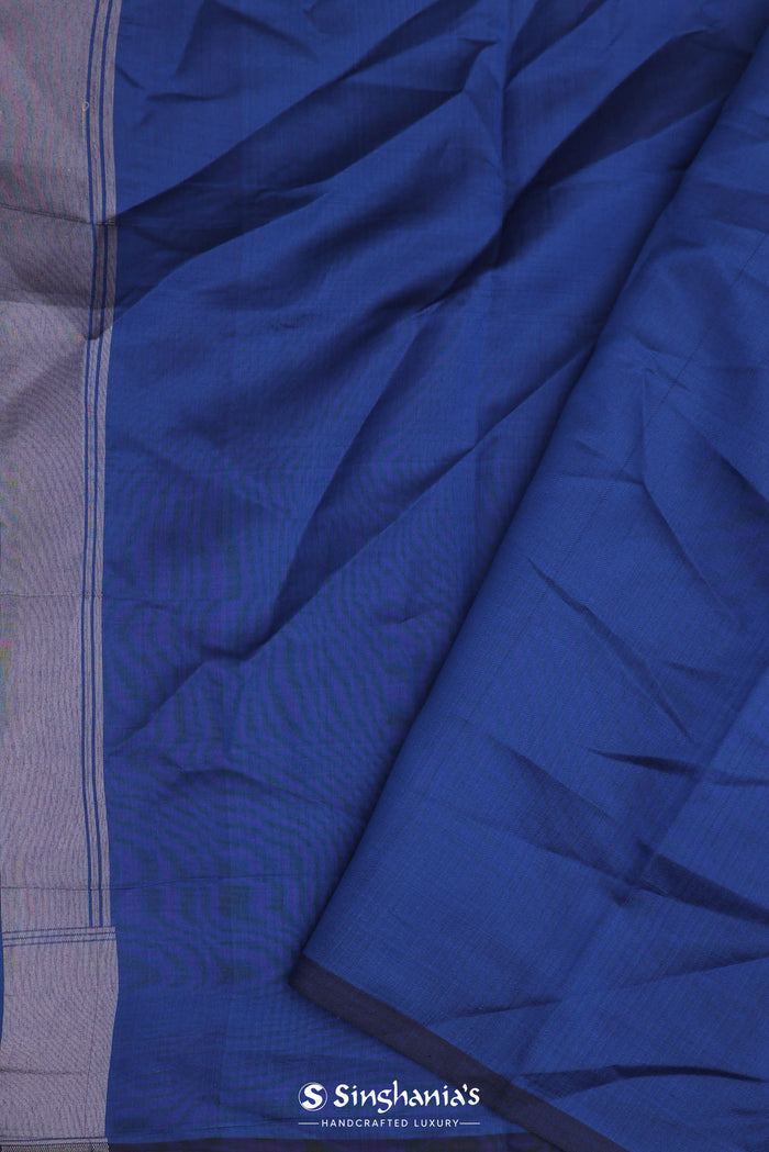 <img> Cobalt Blue Banarasi Saree With Floral Jaal