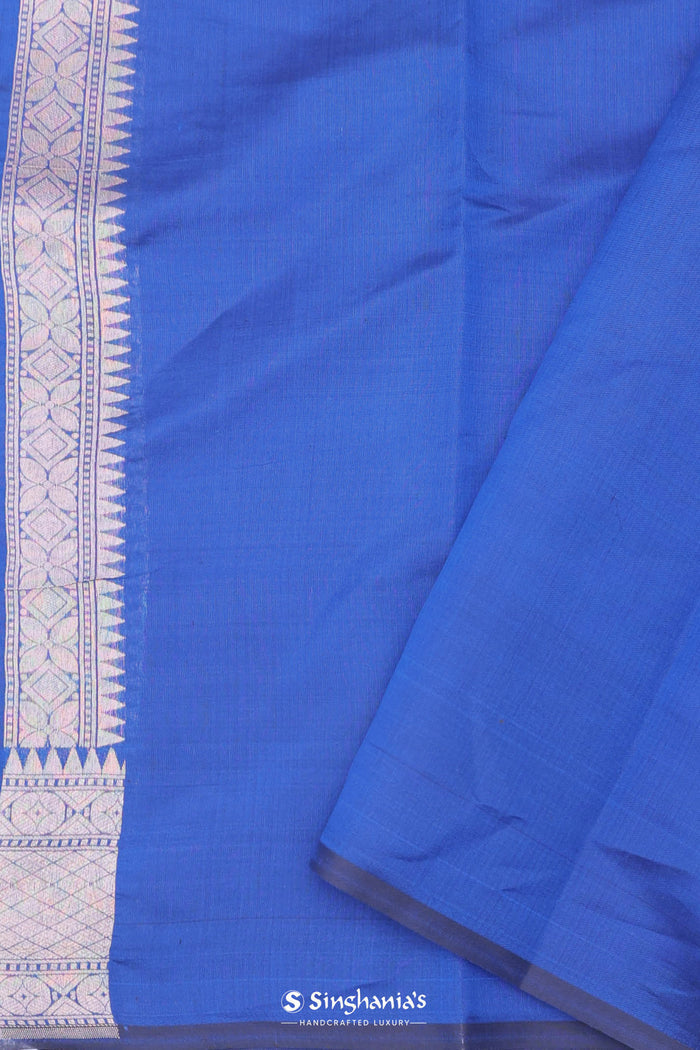 <img> Cobalt Blue Banarasi Silk Saree With Gold And Silver Zari Weaving
