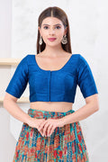 Cobalt Blue Solid Dupion Silk Blouse