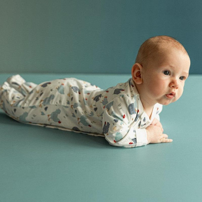 Coccoli - Modal 2-Way Zipper Footie - Blue Chicken-Footies + Rompers (Basic)-Newborn-Posh Baby