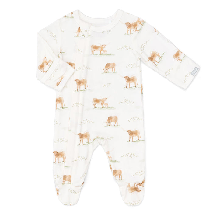 Coccoli - Modal 2-Way Zipper Footie - Cows-Footies + Rompers (Basic)-Newborn-Posh Baby