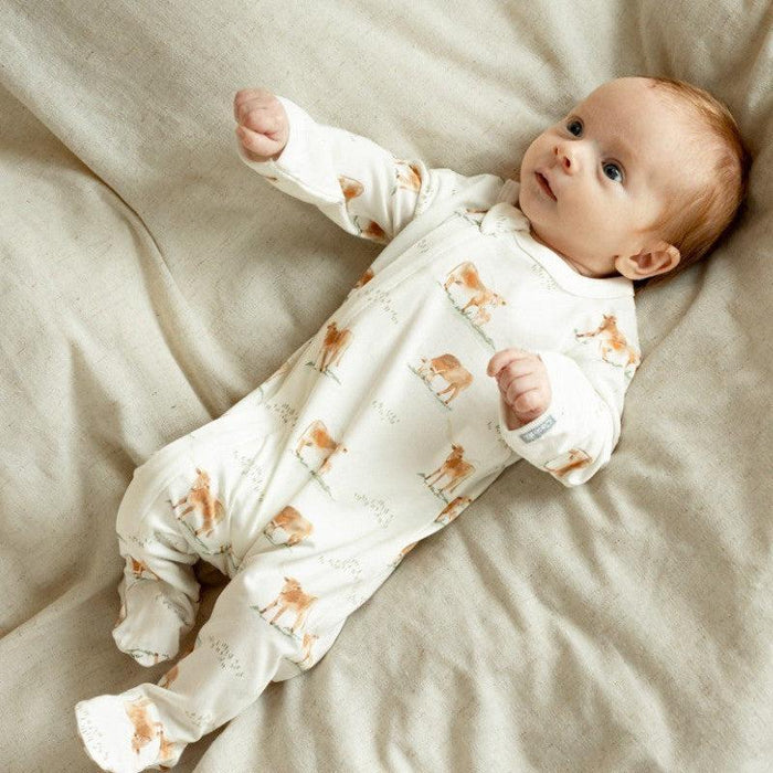 Coccoli - Modal 2-Way Zipper Footie - Cows-Footies + Rompers (Basic)-Newborn-Posh Baby