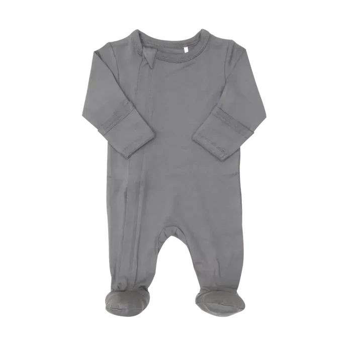 Coccoli - Modal 2-Way Zipper Footie - Granite-Footies + Rompers (Basic)-6-9M (6M)-Posh Baby