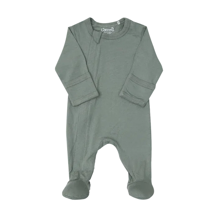 Coccoli - Modal 2-Way Zipper Footie - Lily Pad-Footies + Rompers (Basic)-9-12M (9M)-Posh Baby