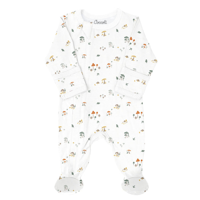 Coccoli - Modal 2-Way Zipper Footie - Mushrooms-Footies + Rompers (Basic)-Newborn-Posh Baby