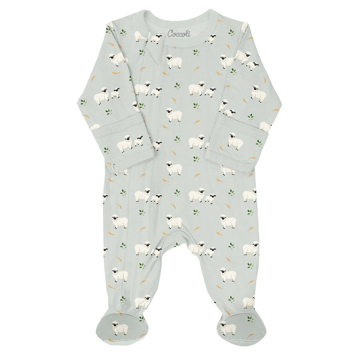 Coccoli - Modal 2-Way Zipper Footie - Sheep-Footies + Rompers (Basic)-0-3M (1M)-Posh Baby
